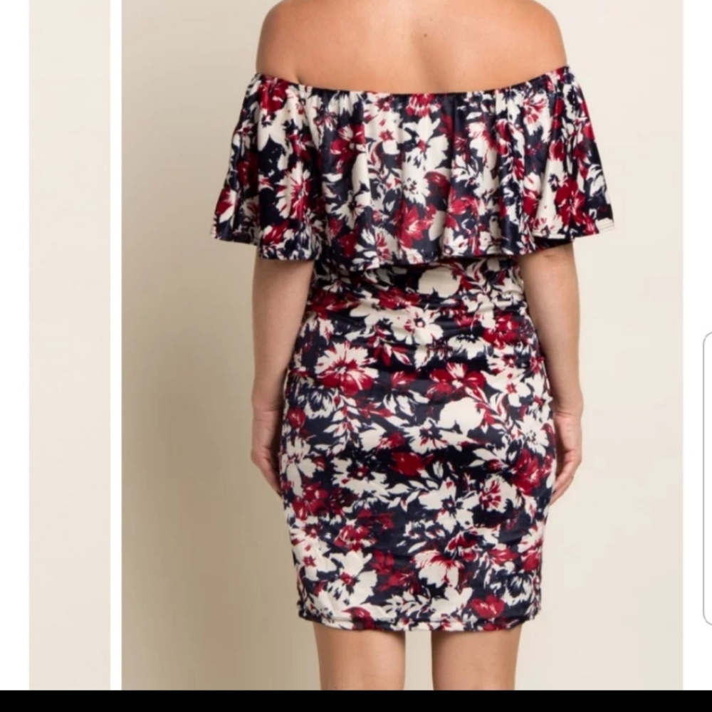 NWT Pinkblush off the shoulder velveteen dress. - Picture 5 of 6